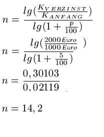 Zinseszins Formel Zeit Beispiel 1