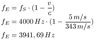 Doppler-Effekt Formel und Beispiel 4