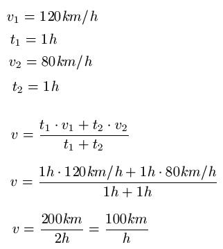 Durchschnittsgeschwindigkeit Beispiel 1