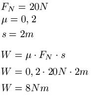 Reibungsarbeit Beispiel 1