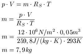 Allgemeine Gasgleichung Beispiel 1