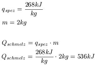 Schmelzwärme Beispiel 1